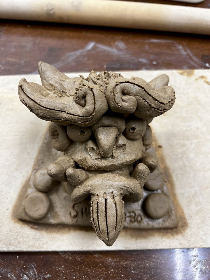 Japanese onigawara protector tiles made my amateurs.