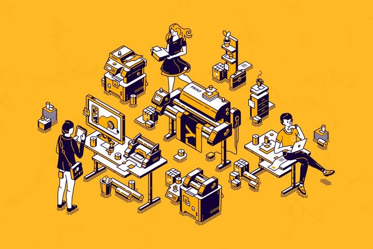 This may contain: an illustration of people working on computers