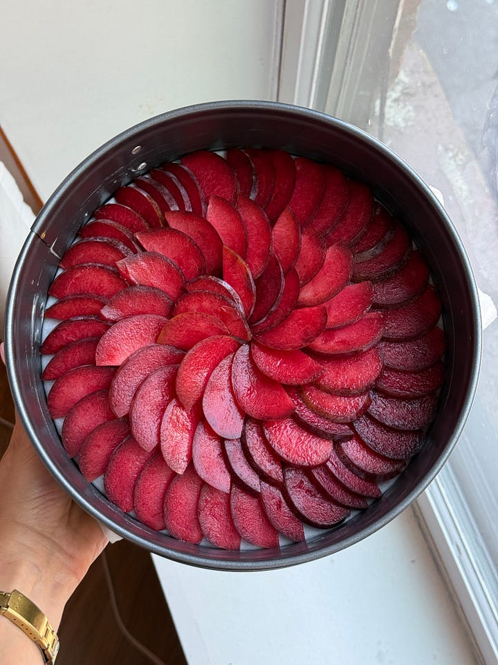 plums without and with caramelized sugar 