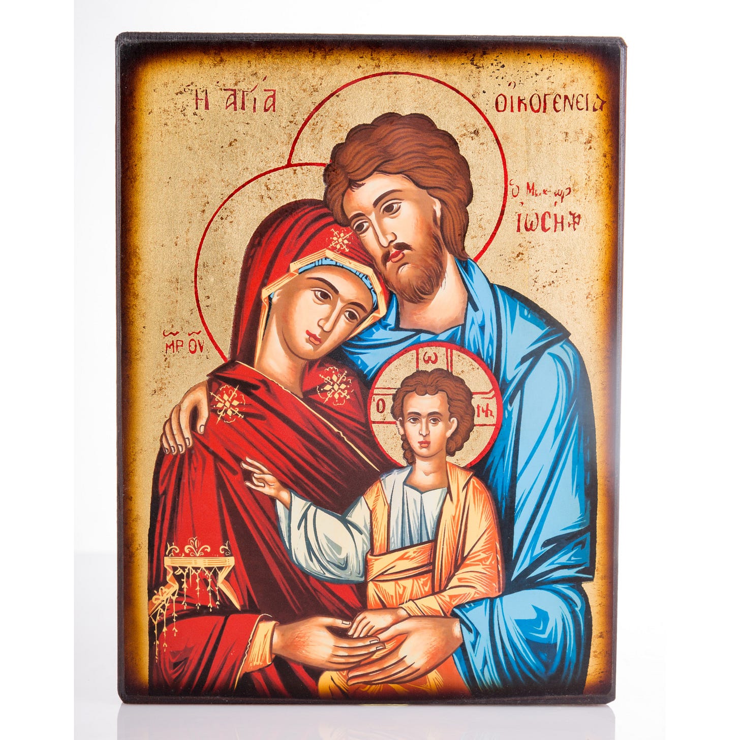 The Holy Family - Saint Joseph, Virgin Mary and infant Jesus icon | Handmade icons in Bethlehem The Holy Family - Saint Joseph, Virgin Mary and infant Jesus icon | Handmade icons in Bethlehem