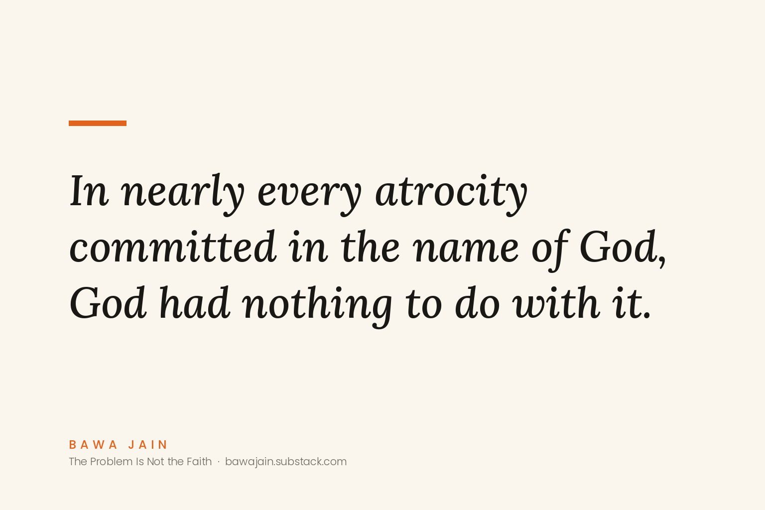 The Problem Is Not the Faith