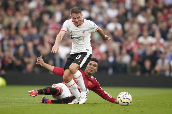 Casemiro put out of misery early after error-ridden display for Man United against  Liverpool | AP News