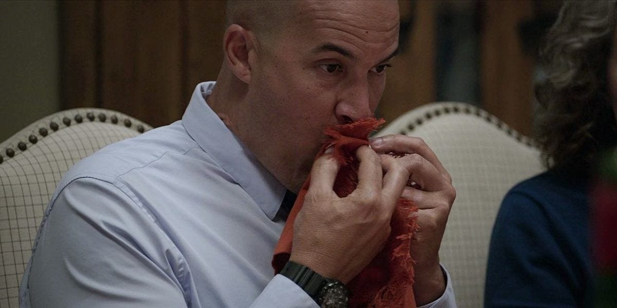 Walker Cody Bell ready to blow everyone on set with torch for Baked Alaska dessert. Walker Cody Bell ready to blow everyone on set with torch for Baked Alaska dessert.