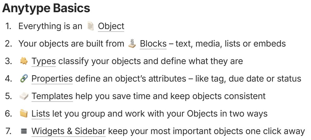 Anytype basics from the Anytype website