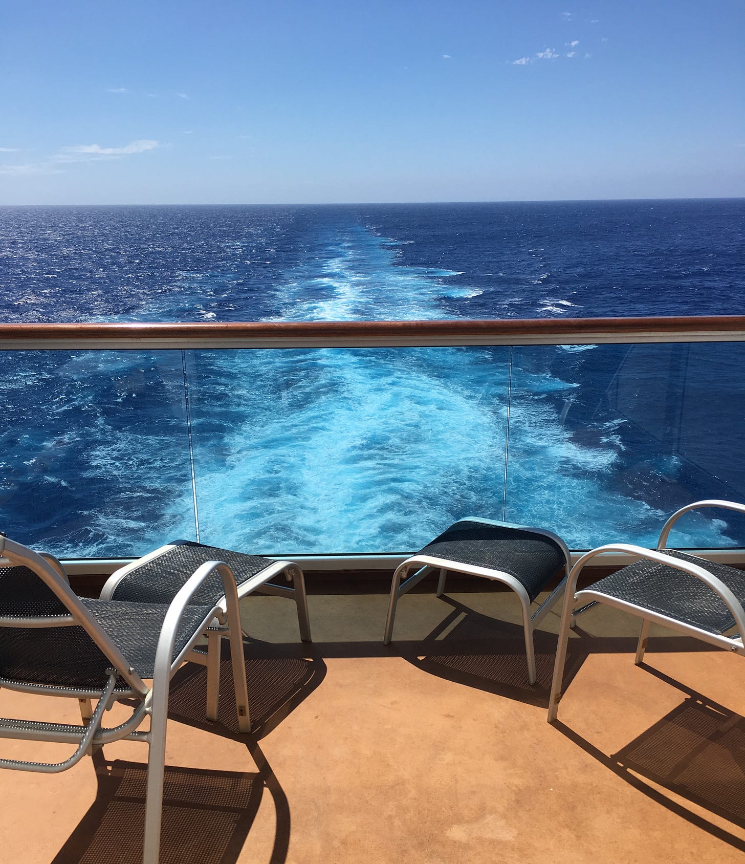 a beautiful view on a rear facing balcony on a transatlantic cruise a beautiful view on a rear facing balcony on a transatlantic cruise