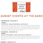 AUGUST EVENTS AT HIDDEN BARN BOOKS IN BAR HARBOR!