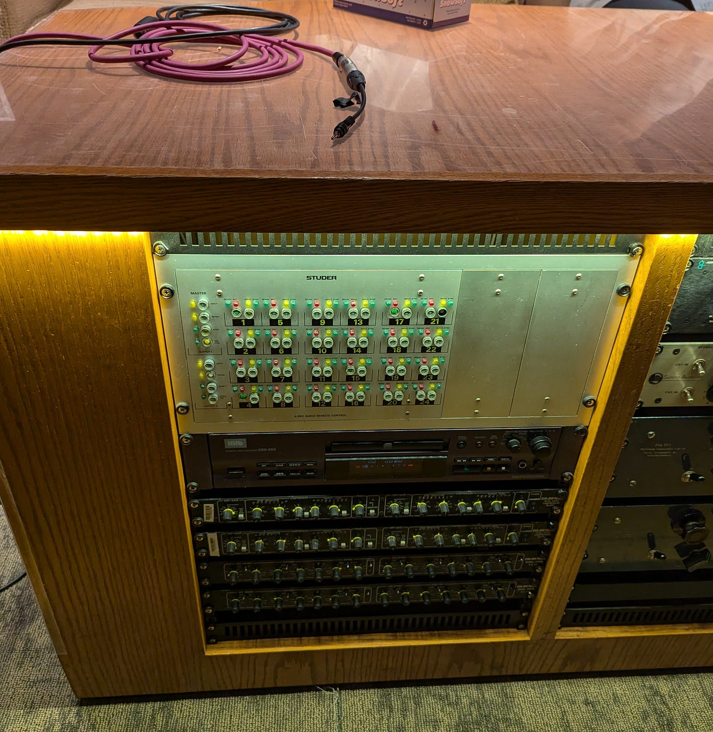 A 1980s era amp console.