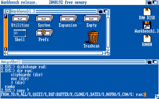 AmigaOS 1.3.2 graphical user interface