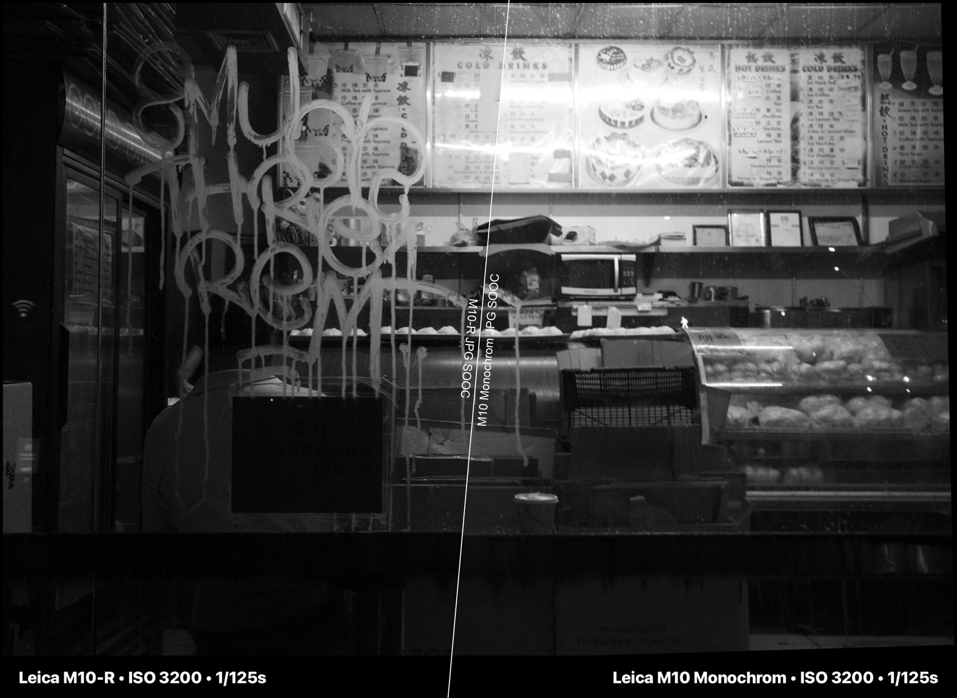 Image comparing the Leica M10-R with Leica Monochrom quality, side-by-side.