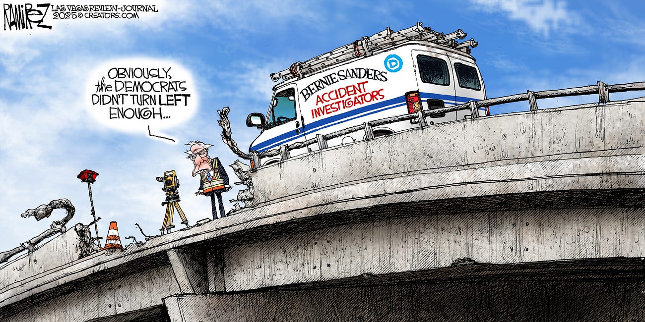 Michael Ramirez: AOCrash and Bernie 3-27-25