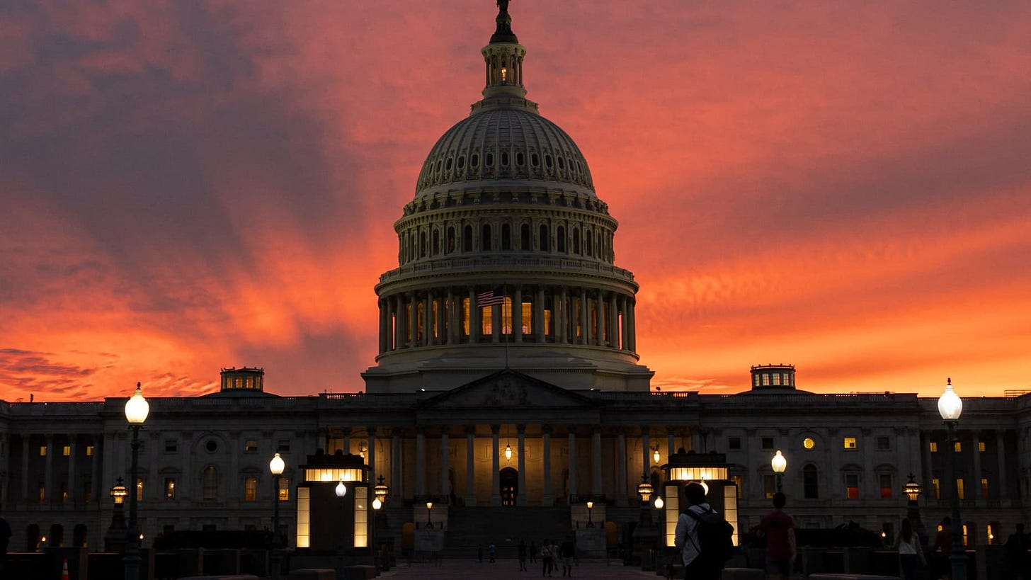 A view of the U.S. Capitol is seen at sunset on September 30, 2025, in Washington, DC. Lawmakers face a looming deadline to reach a bipartisan funding agreement before midnight, or risk triggering a federal government shutdown. (Photo by Mehmet Eser / Middle East Images via AFP) (Photo by MEHMET ESER/Middle East Images/AFP via Getty Images) A view of the U.S. Capitol is seen at sunset on September 30, 2025, in Washington, DC. Lawmakers face a looming deadline to reach a bipartisan funding agreement before midnight, or risk triggering a federal government shutdown. (Photo by Mehmet Eser / Middle East Images via AFP) (Photo by MEHMET ESER/Middle East Images/AFP via Getty Images)