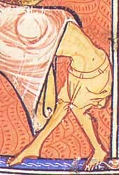 Medieval painting of man undressing Medieval painting of man undressing