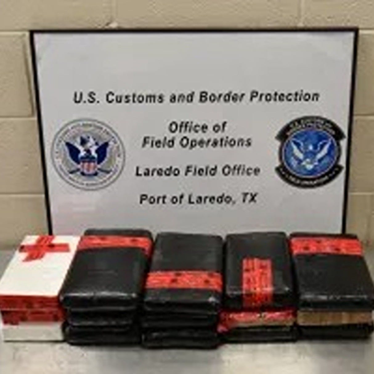 15 packages containing 39.68 pounds of cocaine worth $529,848 were discovered inside a tractor-trailer in Laredo on July 20, 2025