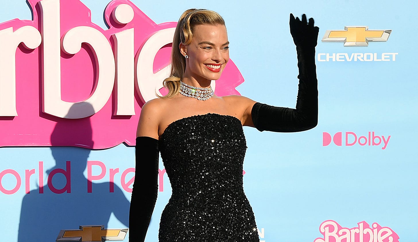 Margot Robbie Shines in Schiaparelli & Mules at Barbie Movie Premiere