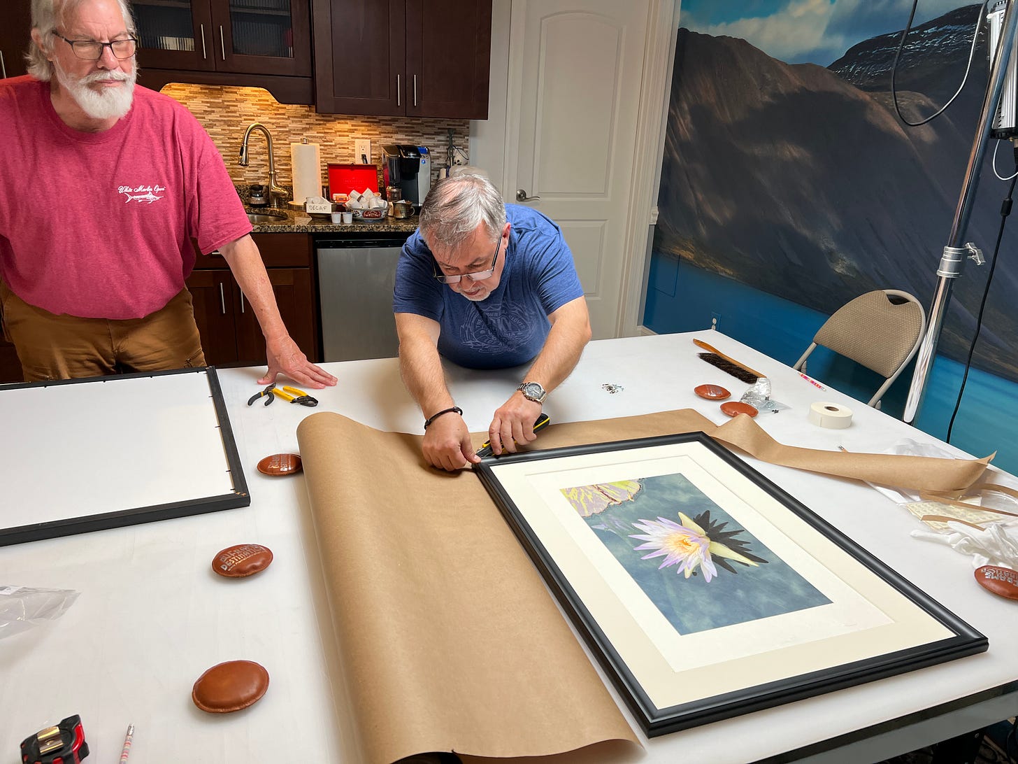 finished matted open framed print