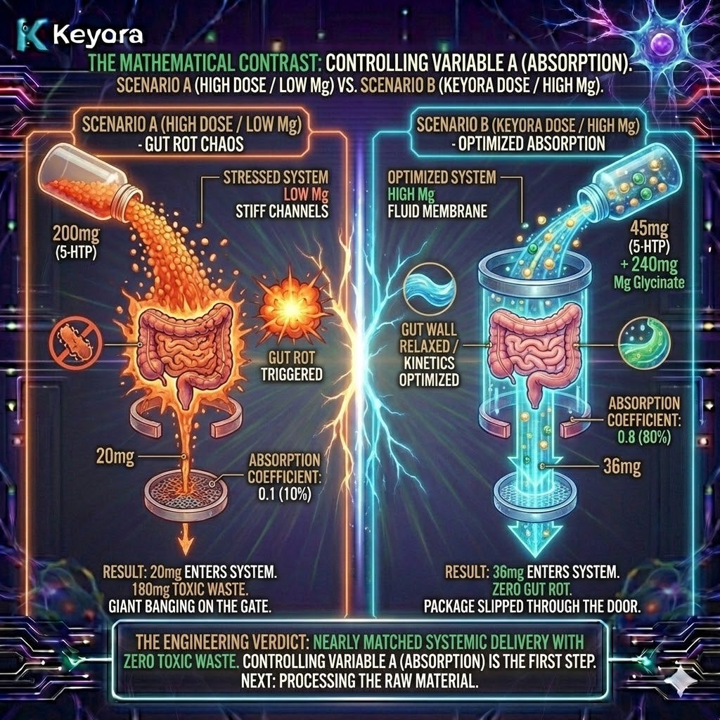 The Absorption Coefficient contrast proves that Magnesium-stabilized membranes secure 80% absorption, achieving superior systemic delivery and Neurological Sovereignty over high-volume waste. The Absorption Coefficient contrast proves that Magnesium-stabilized membranes secure 80% absorption, achieving superior systemic delivery and Neurological Sovereignty over high-volume waste.