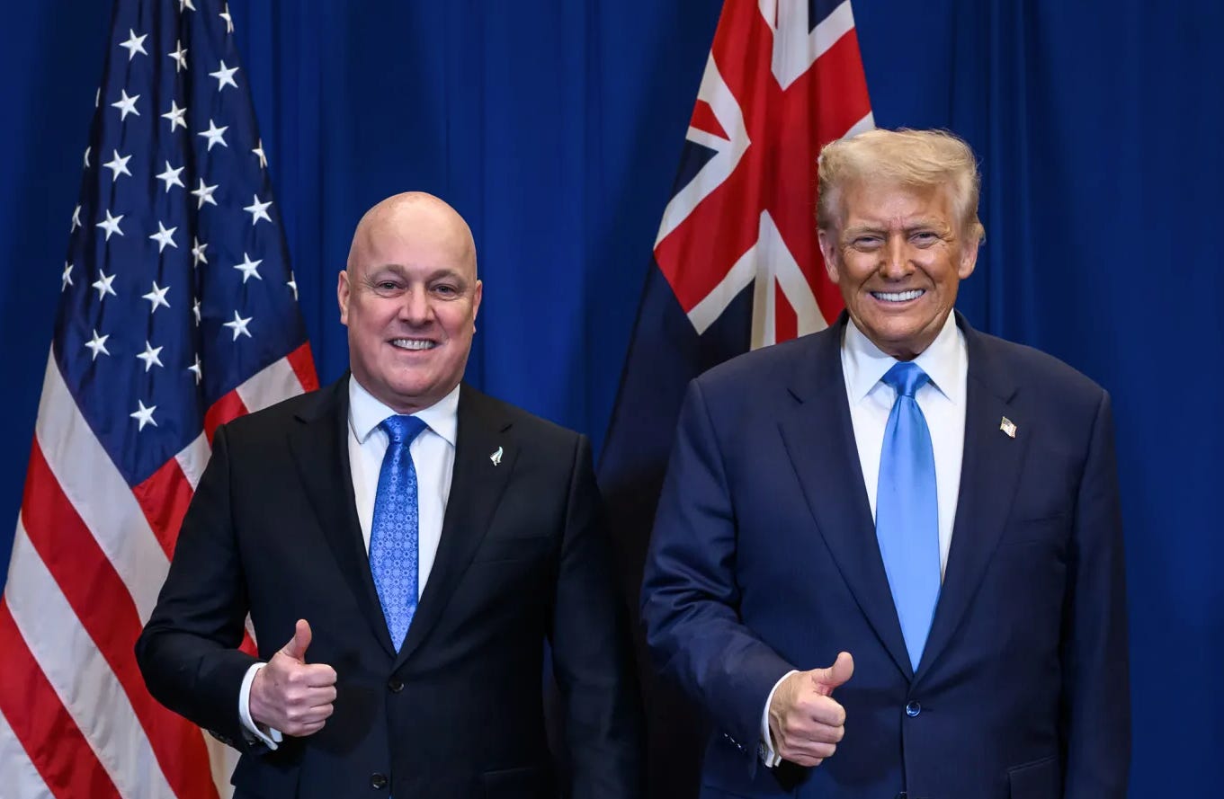 Christopher Luxon practices slap bass with El Presidente.