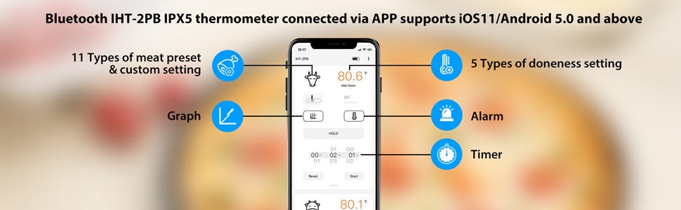 Bluetooth meat thermometer