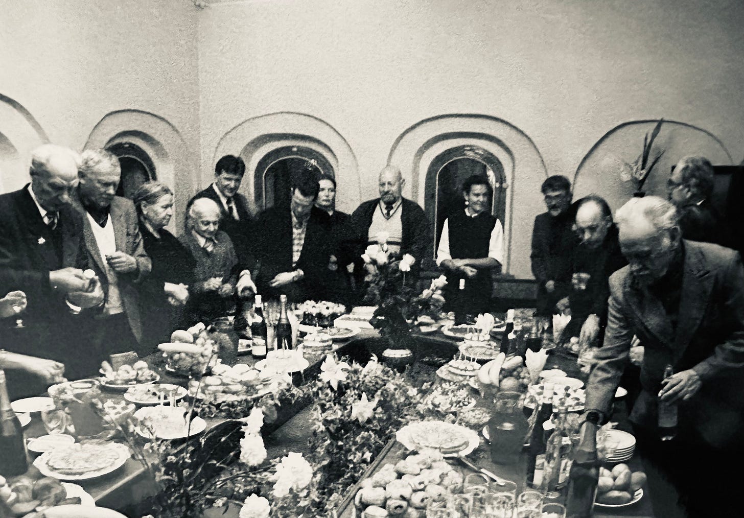 A group of old peaople, all russian painters, academy of litterature Moscow
