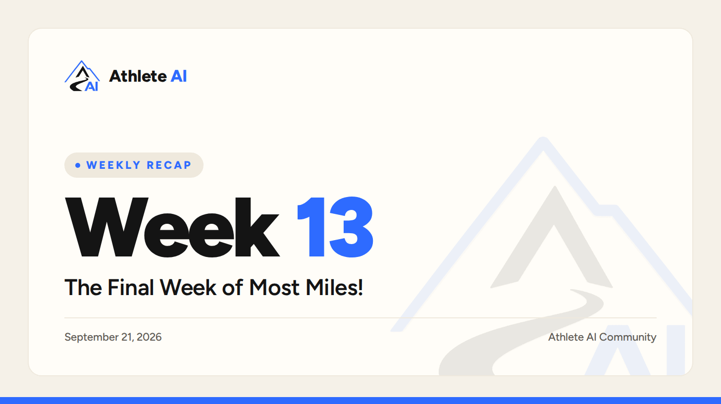Week 13: The Final Week of Most Miles