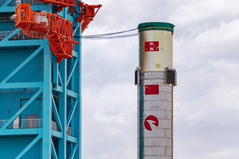 Various images of the Zhuque-3 first-stage booster test article.