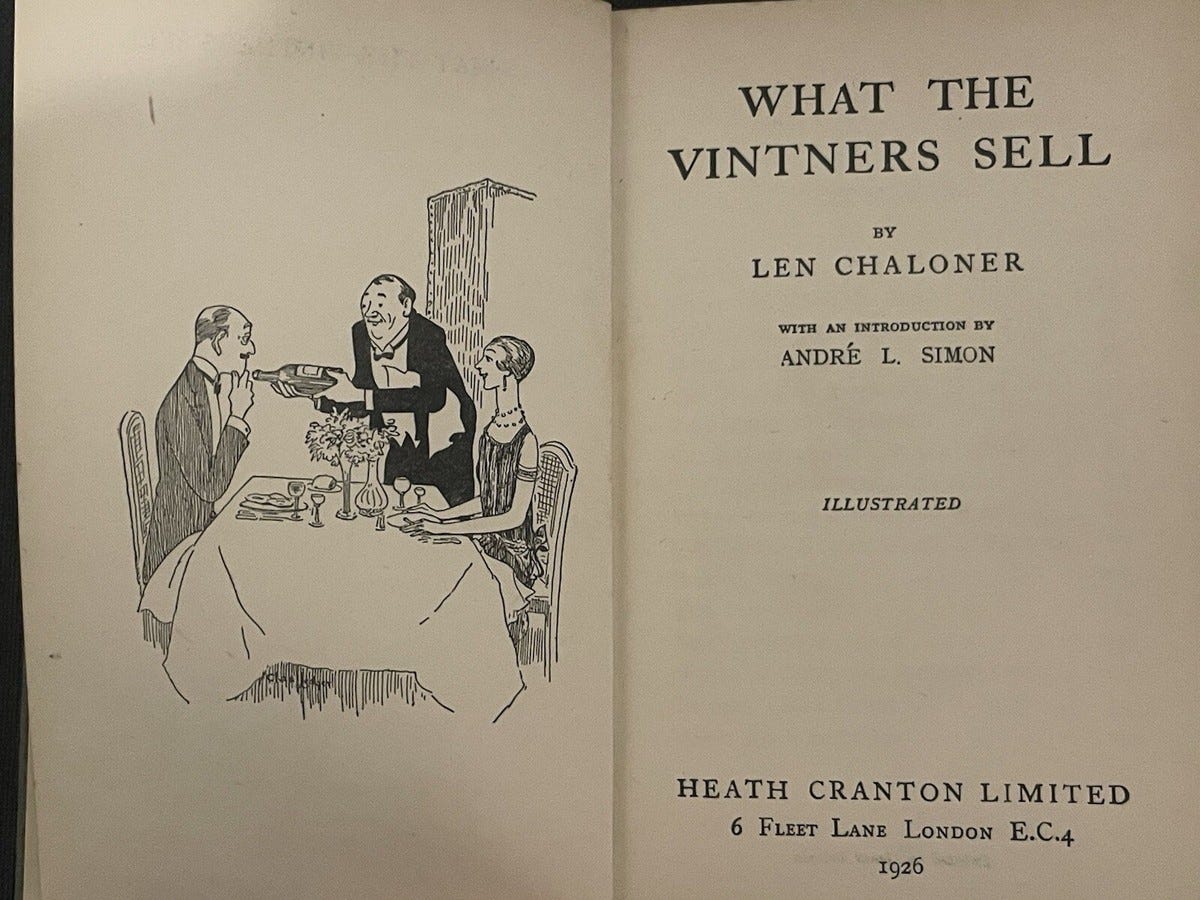 Len Chaloner - What The Vintners Sell - First Edition 1926 | eBay UK