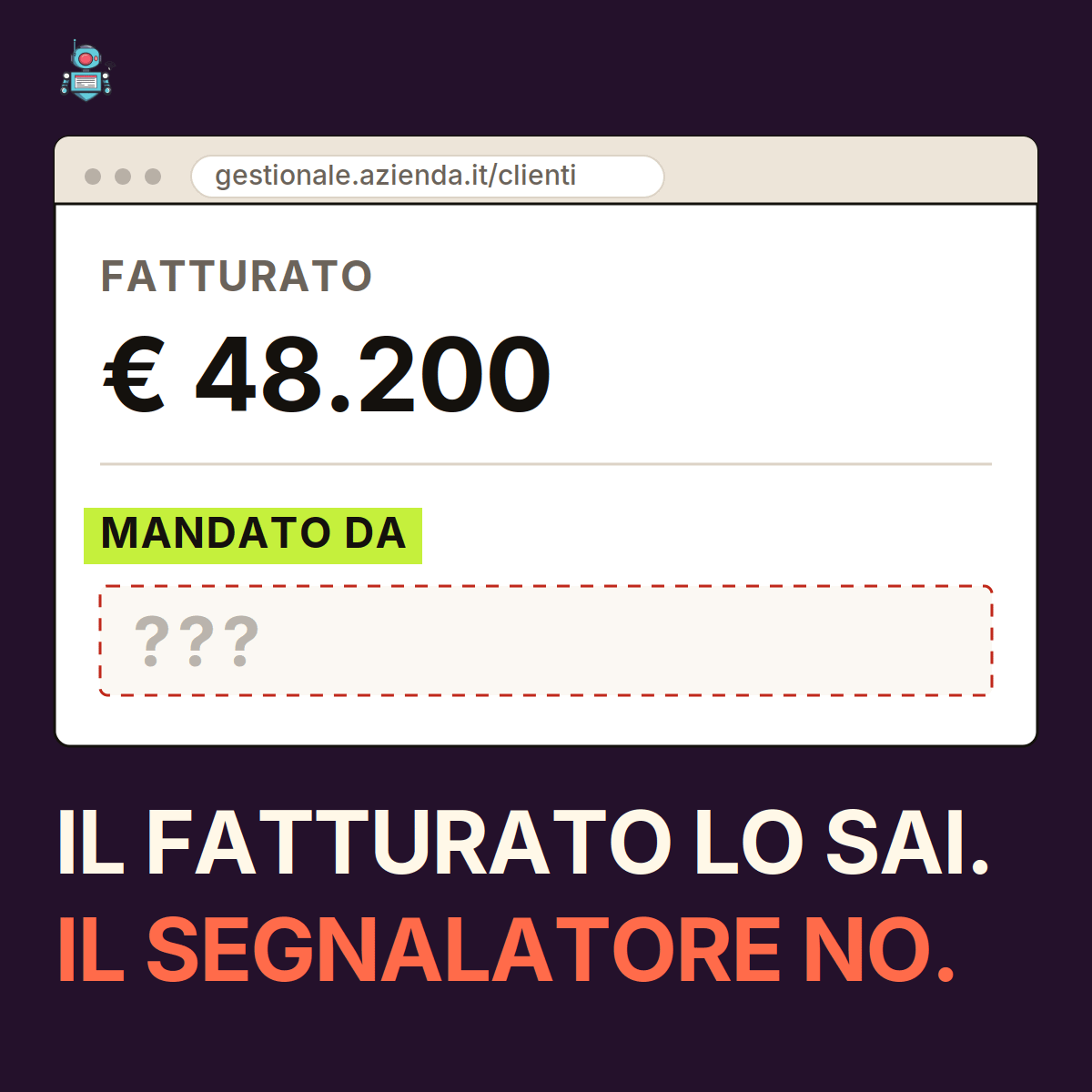 Tabella del gestionale con clienti, fatturato e date pieni e la colonna Mandato da vuota Tabella del gestionale con clienti, fatturato e date pieni e la colonna Mandato da vuota