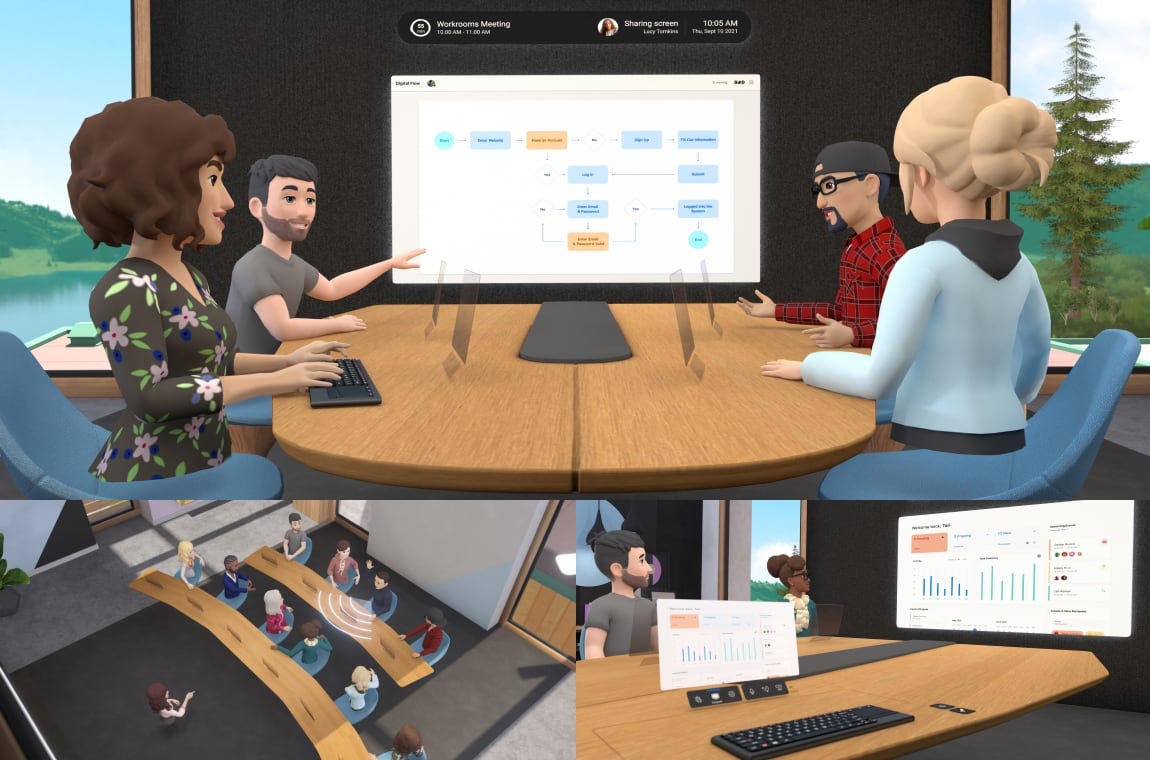 Virtual meeting rooms in Horizon Workrooms