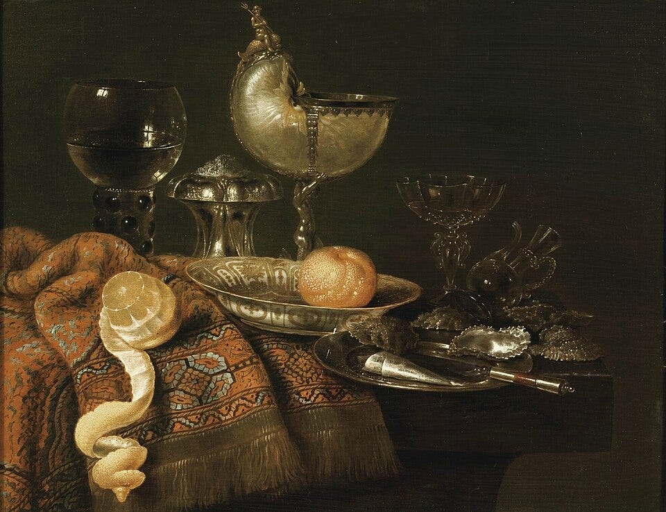 File:Willem Claesz. Heda - Still life with nautilus cup, salt cellar,roemer, façon de Venise glass and table carpet.jpg