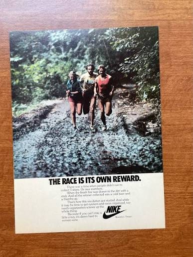 Nike's earliest sales did not begin in stores.⁠ ⁠ In the late 1960s and  early 1970s, co-founder Phil Knight sold running shoes directly to athletes  at track meets under the Blue Ribbon