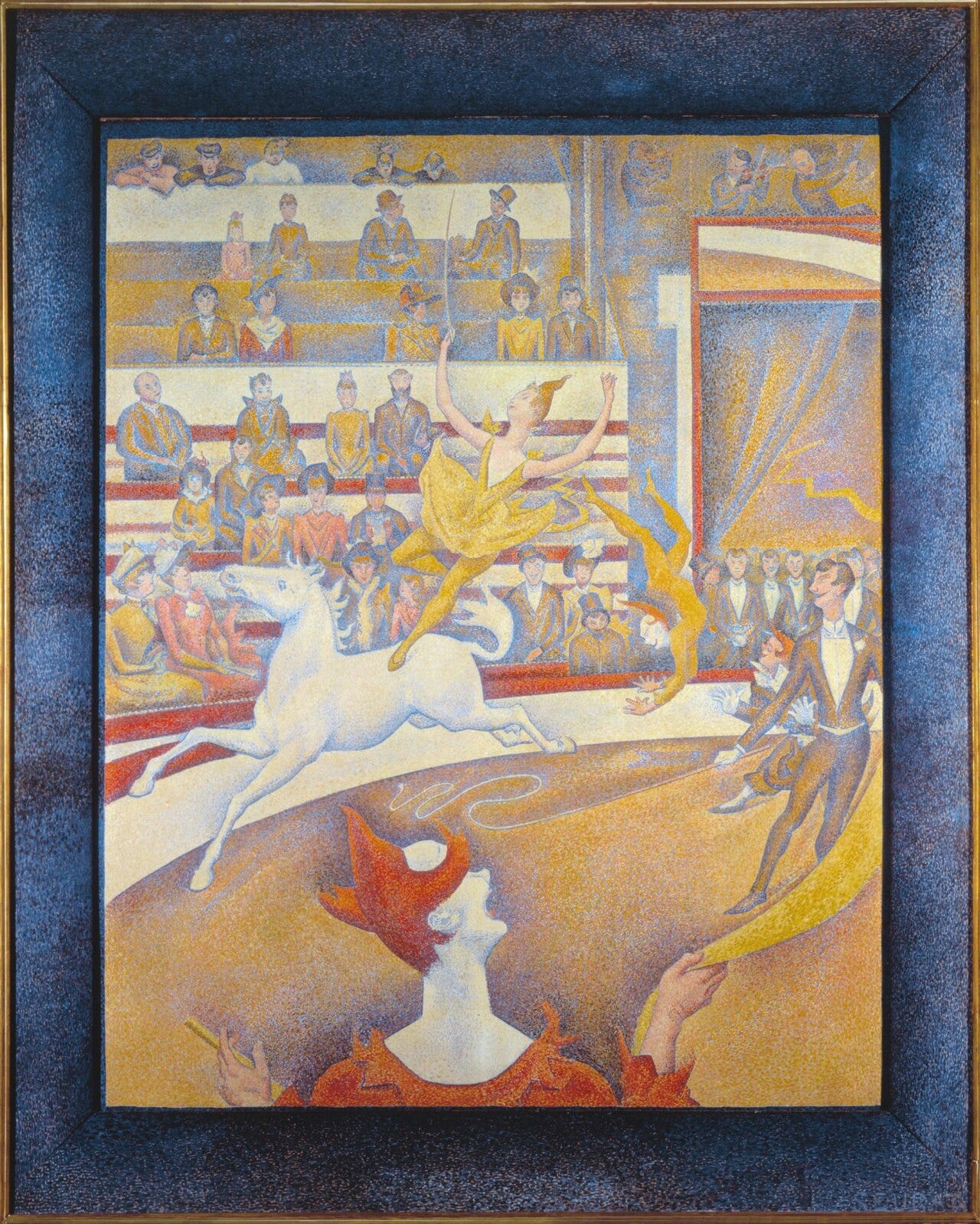 Georges Seurat, The Circus, a dynamic circus scene in pointillist dots Georges Seurat, The Circus, a dynamic circus scene in pointillist dots