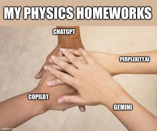 r/ChatGPT - MY PHYSICS HOMEWORKS CHATGPT COPILOT GEMINI
