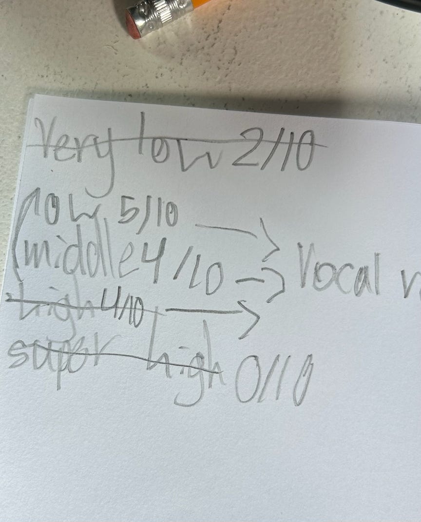 singing grades administered by Faux Jean's daughter.