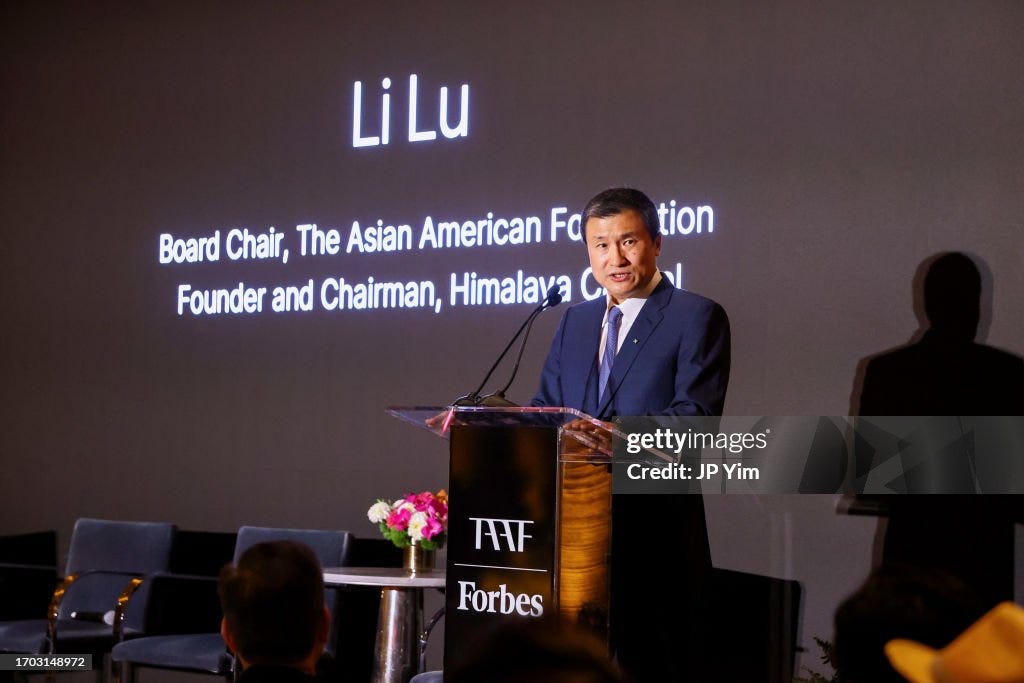 Li Lu speaks during the 2023 TAAF Annual AAPI CEO Dinner at The Pool...  News Photo - Getty Images
