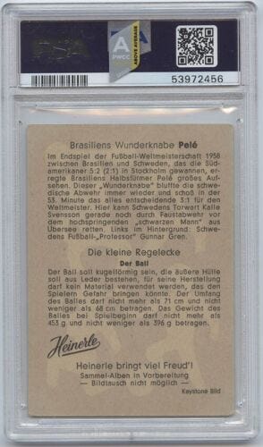 1959 Heinerle Rookie Pele PSA 3 RC Soccer Legend - Picture 2 of 2