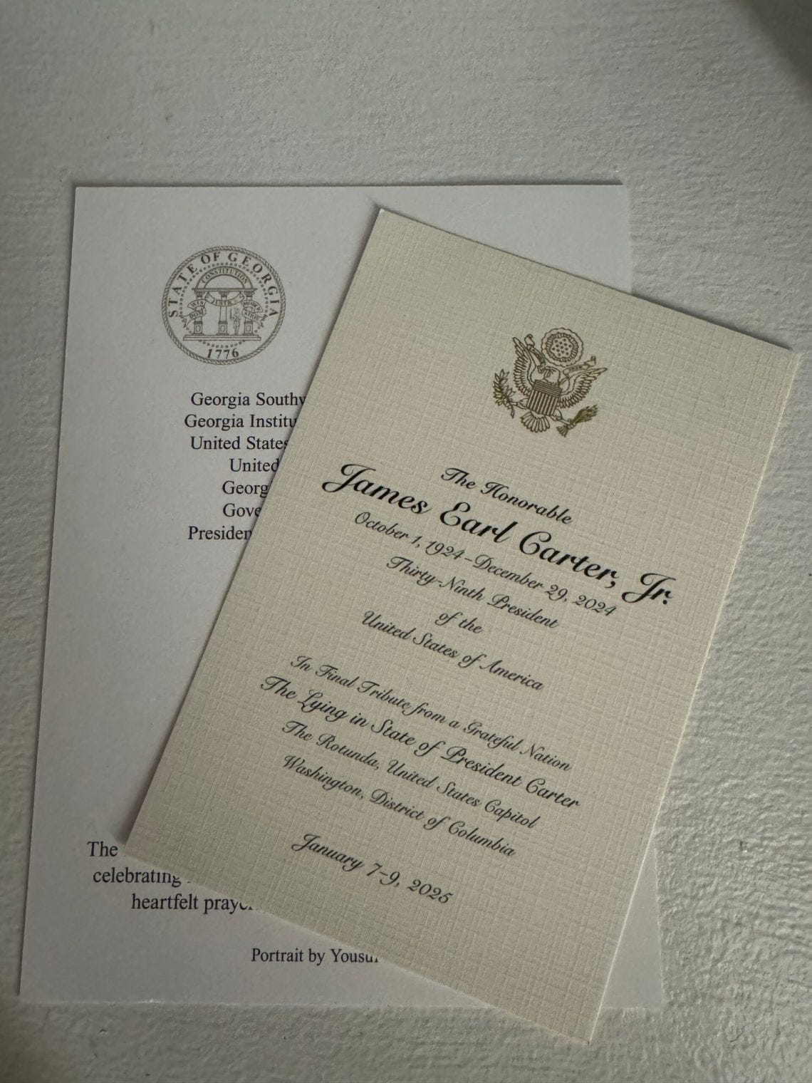 The funeral programs for President Jimmy Carter.