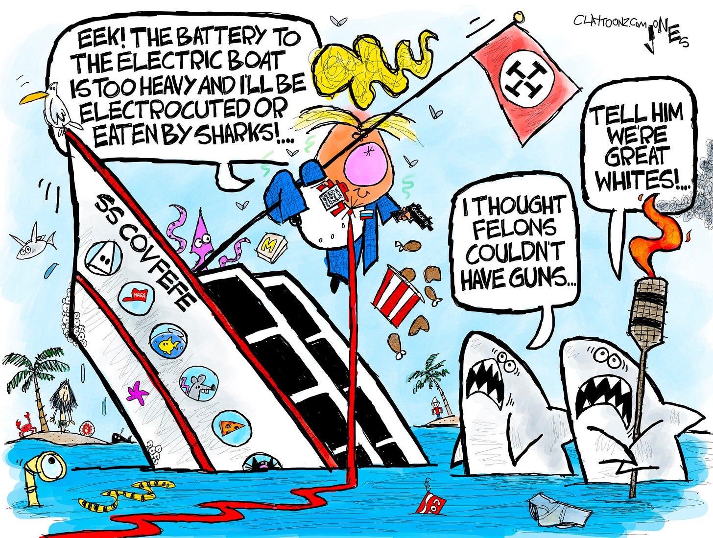 Electric Boats and MAGA Sharks – CLAYTOONZ Electric Boats and MAGA Sharks – CLAYTOONZ