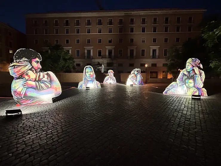 The Gaza artwork light up display. The Gaza artwork light up display.