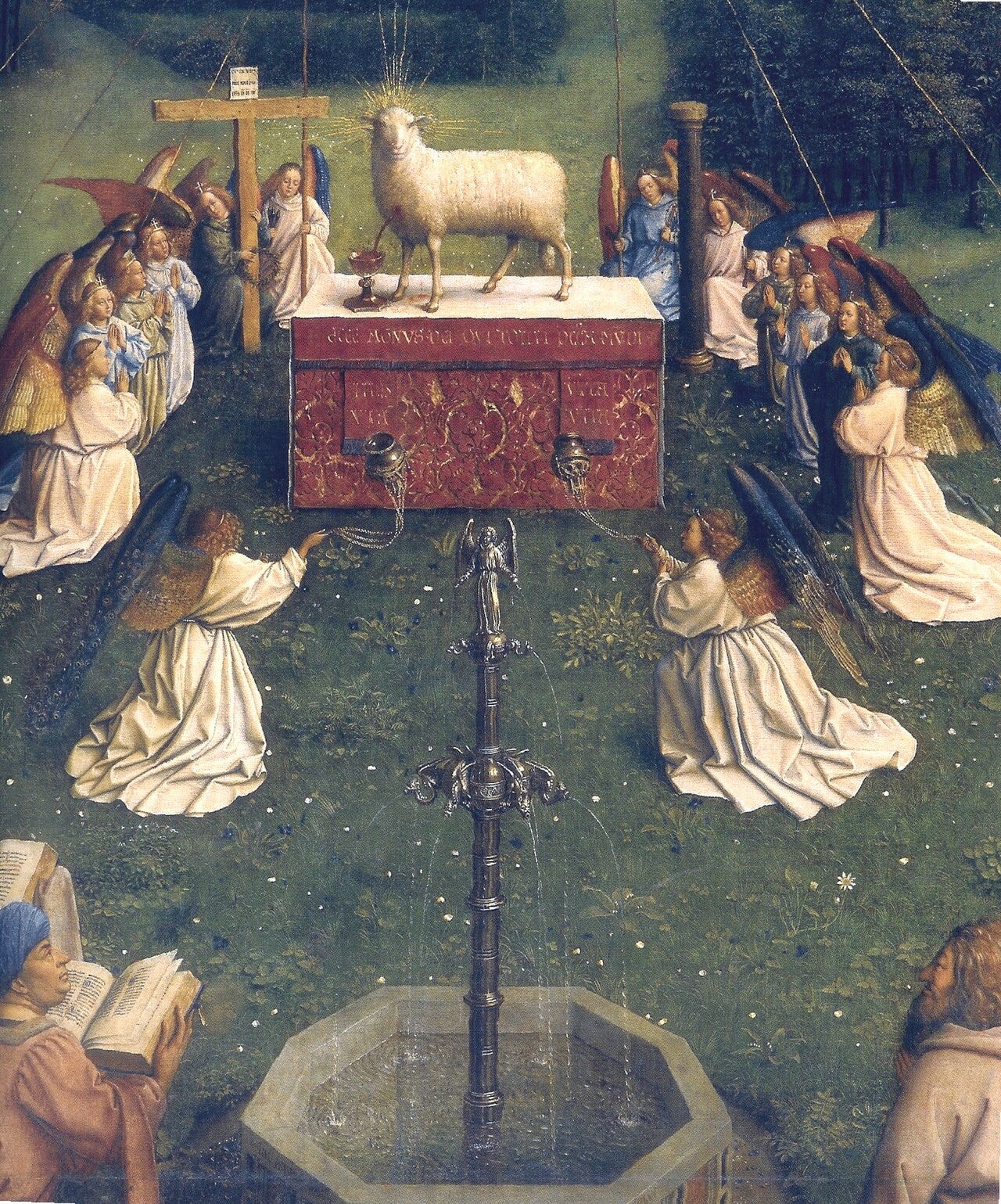 Jan van Eyck, The Ghent Altarpiece, Adoration of the Mystic Lamb, 1432 Jan van Eyck, The Ghent Altarpiece, Adoration of the Mystic Lamb, 1432