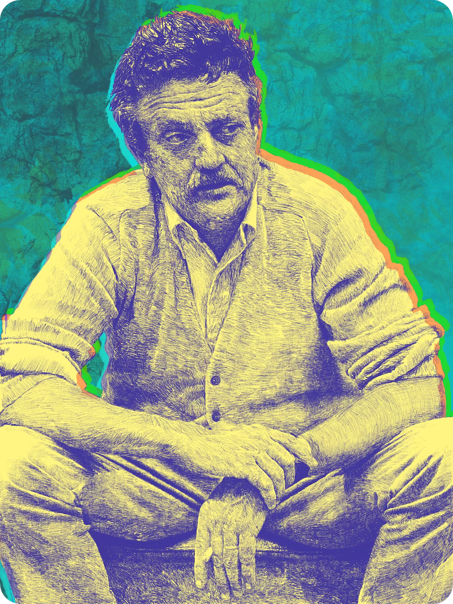 Photo: Bernard Gotfryd. 1965. Library of Congress. -public domain. Sketch art by Don Rice.