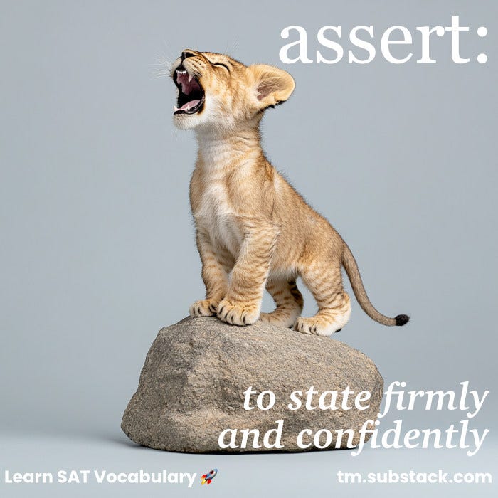 Illustration of a confident baby lion cub teaching woodland creatures; used to illustrate the SAT word 'assert'.