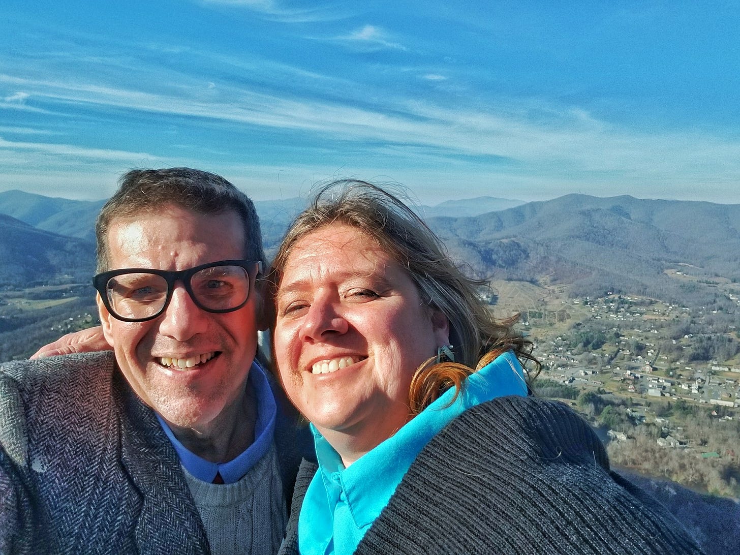 Steve and Shawn Little overlooking ancestral homeland of Ashe County, North Carolina