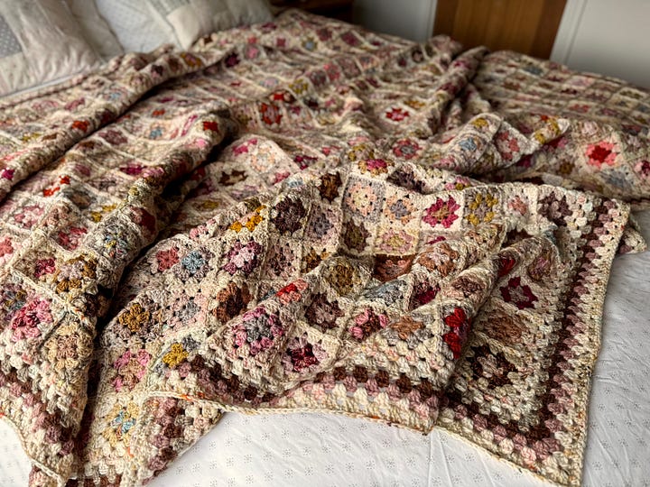 Sitting by the Fire Crochet Granny Square Blanket