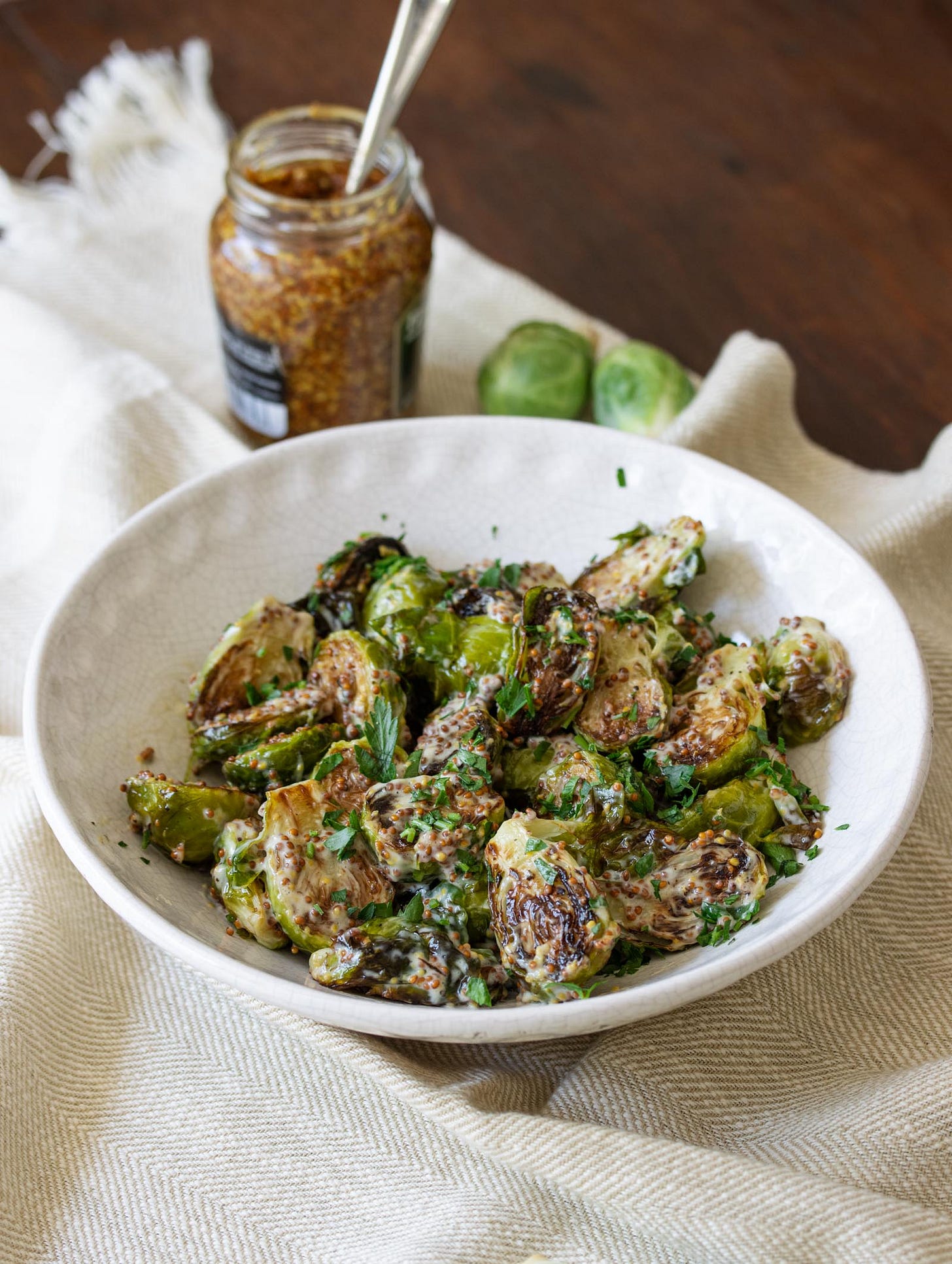 Oven Roasted Brussels Sprouts with Mustard