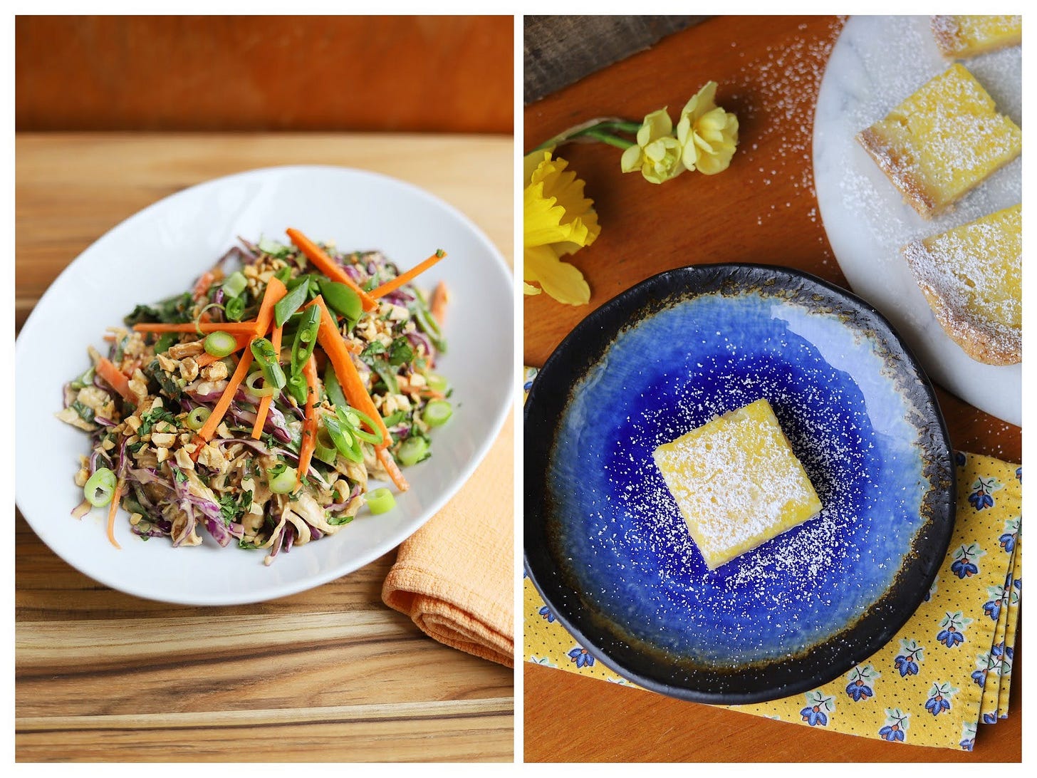 Chicken Salad with Peanut Sauce and Crunchy Veg, Tangy Lemon Bars - Cook the Vineyard Chicken Salad with Peanut Sauce and Crunchy Veg, Tangy Lemon Bars - Cook the Vineyard