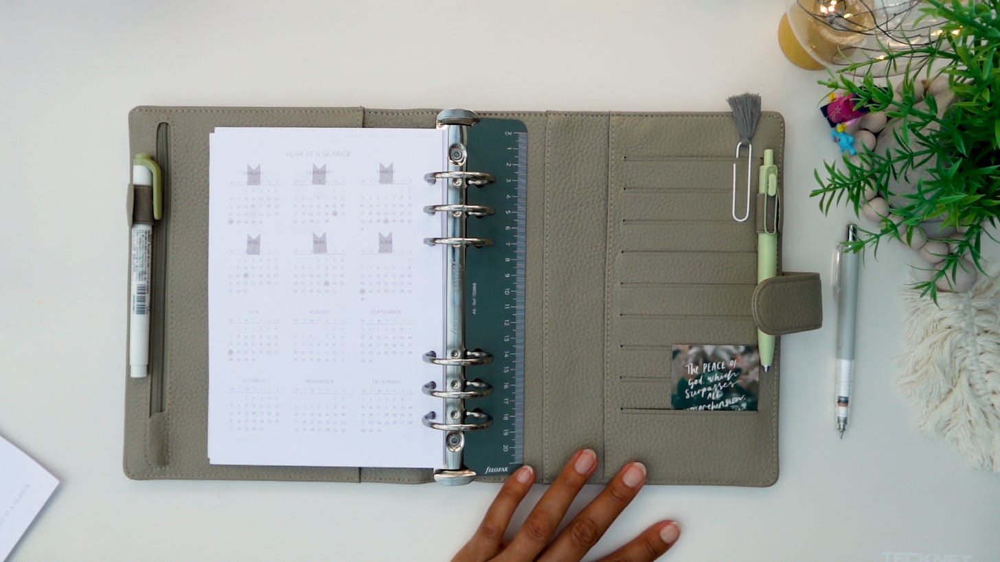 Year at a glance insert