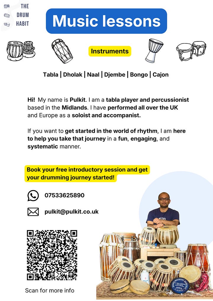 Leaflet front and back for a music teacher