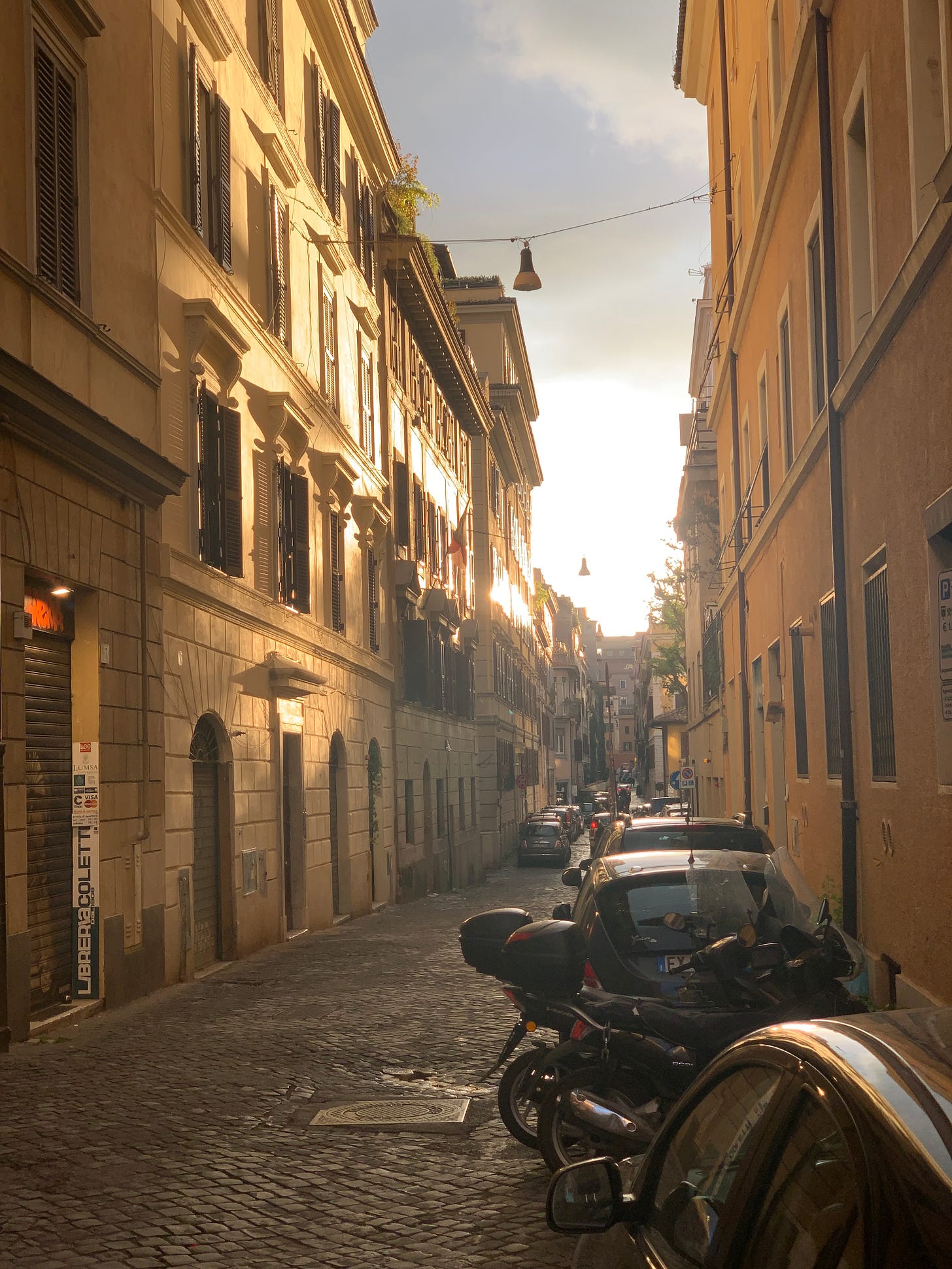 Sunset down a street near the Vatican, Rome