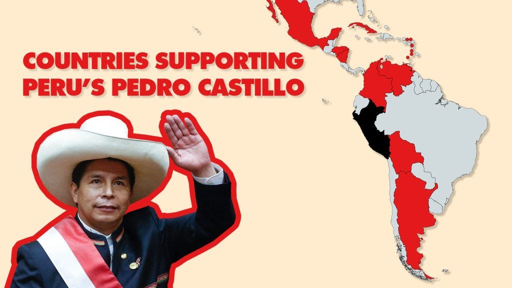 map Latin America Pedro Castillo Peru coup