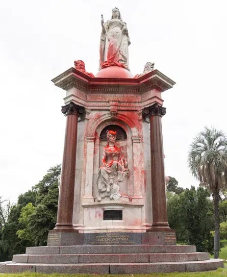 queen victoria, captain cook, war, conflict, defacement, michelle cowles